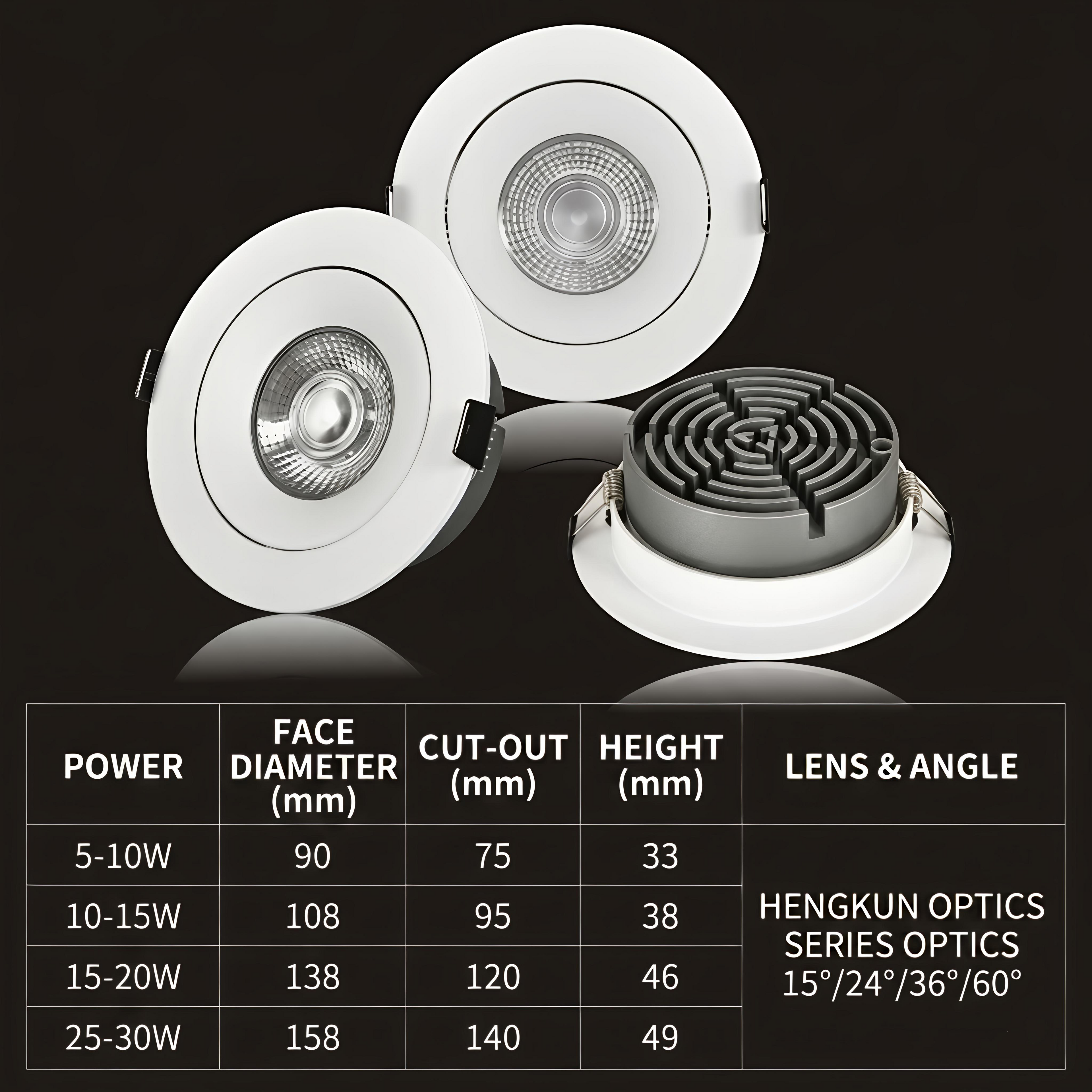 7W DALI Dimmable Full Spectrum LED Recessed Downlight, 2700K-6000K Tunable Color, CRI98 High Ra, Cutout 75mm White Ceiling Spot Light With Driver