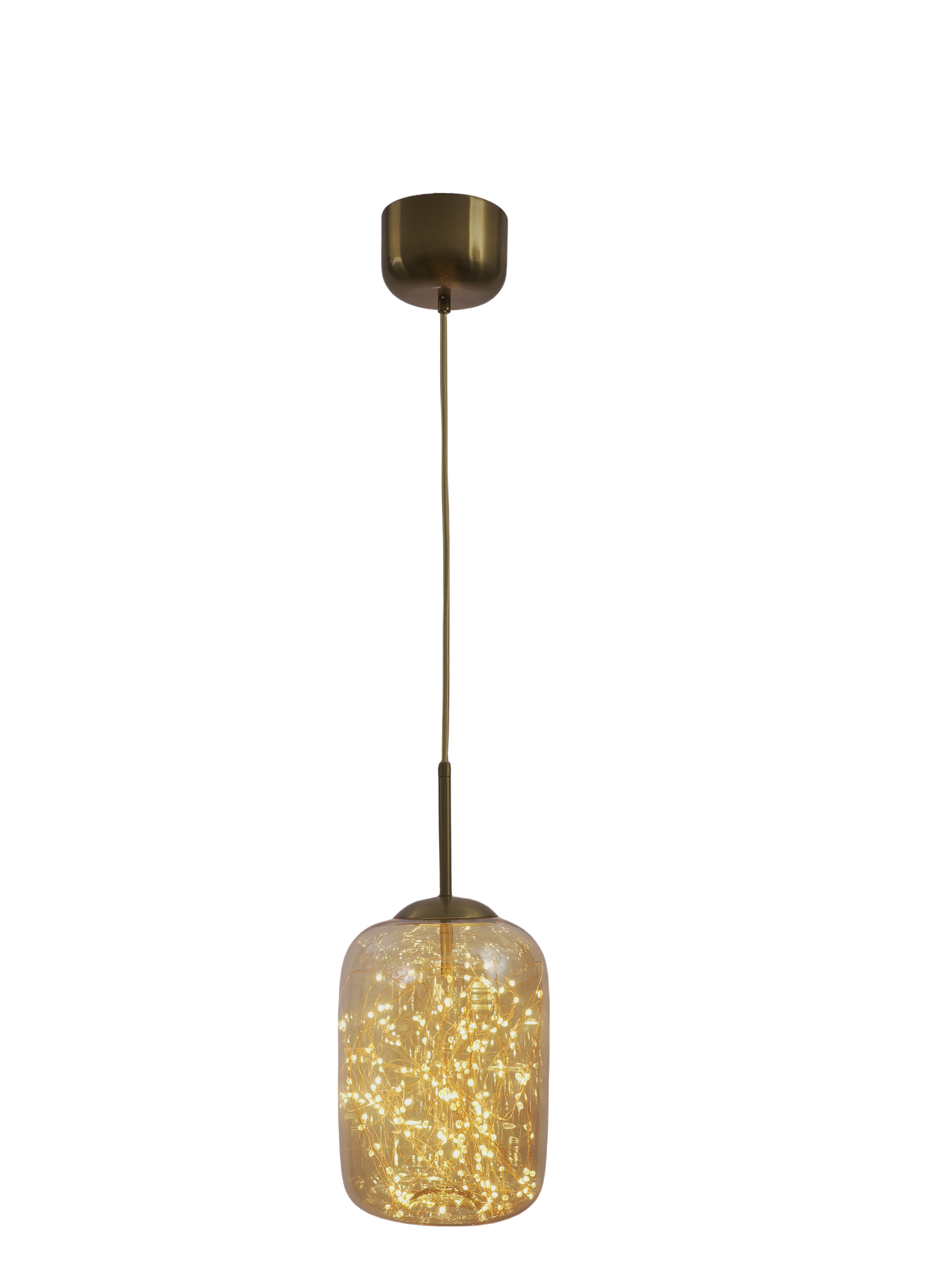 Modern Amber Glass LED Pendant Light for Aesthetic Home