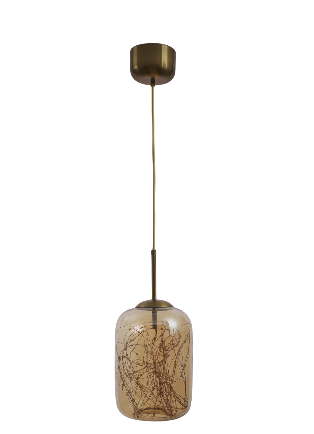 Modern Amber Glass LED Pendant Light for Aesthetic Home