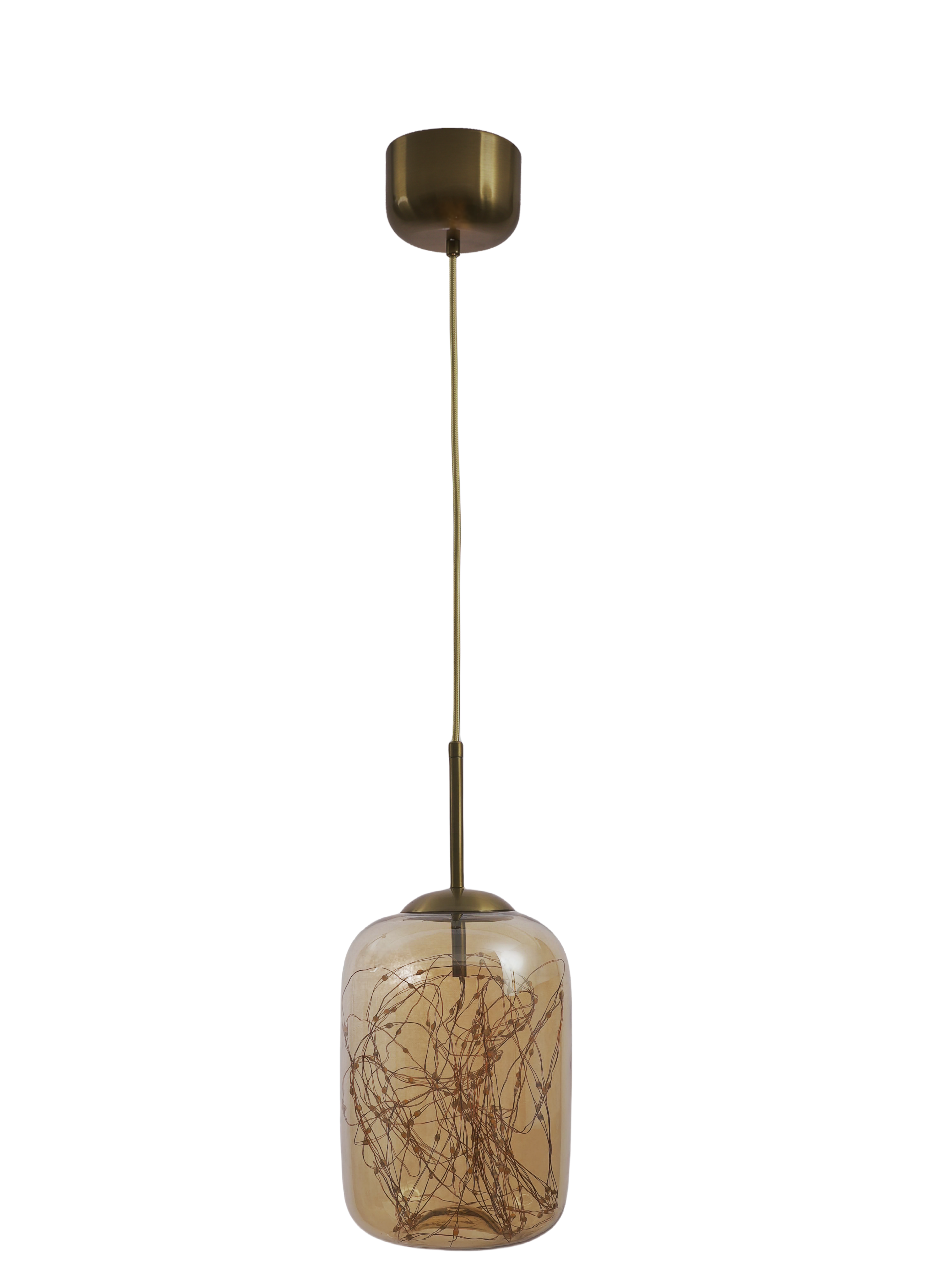 Modern Amber Glass LED Pendant Light for Aesthetic Home