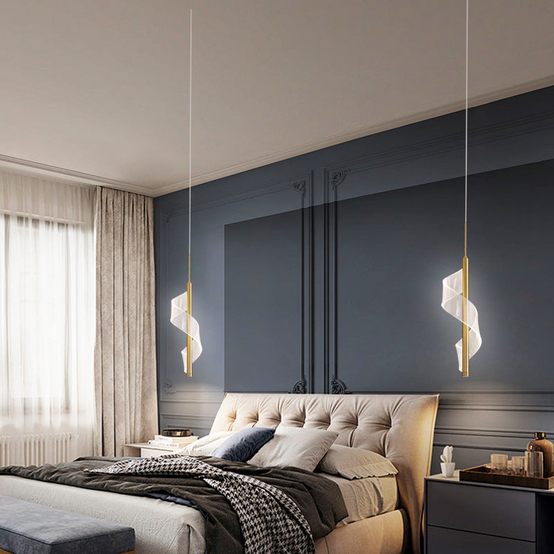 Nordic Branch Pendant Light, Long Cord Hanging Lamp, Gold Matte Black Aluminum Acrylic 5W Neutral White Bedside Chandelier for Living Room Master Bedroom Hallway Corridor