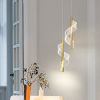 Nordic Branch Pendant Light, Long Cord Hanging Lamp, Gold Matte Black Aluminum Acrylic 5W Neutral White Bedside Chandelier for Living Room Master Bedroom Hallway Corridor