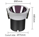 Multi Color Reflector Recessed LED COB Spotlight, Multiple Inner Baffle Color Options White Trim Ceiling Downlight for Commercial Gallery Residential Lighting