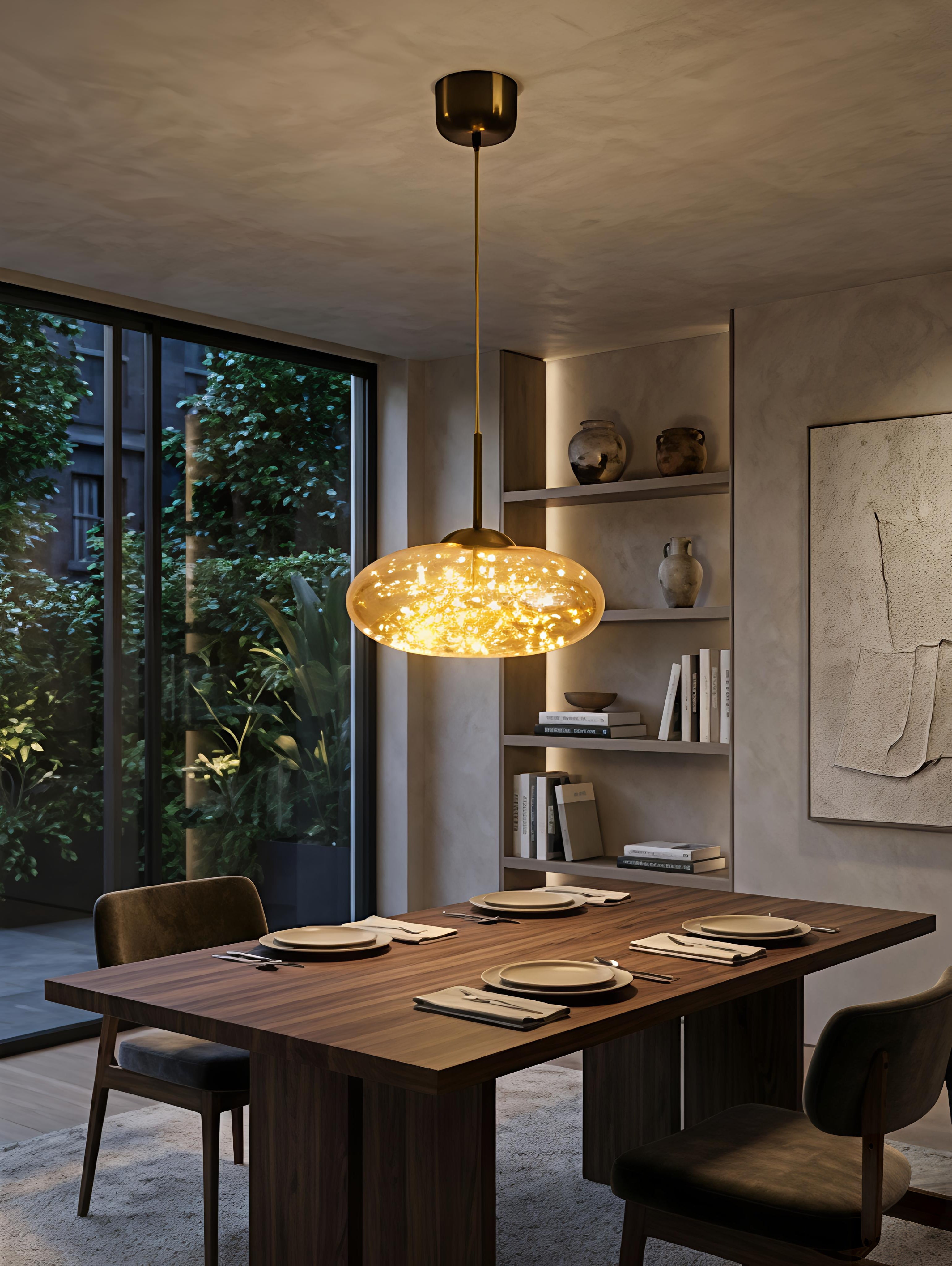Modern Amber Glass LED Pendant Light   Ceiling Light Fixture for Kitchen Island Bedroom & Living Room  Coffee Shop