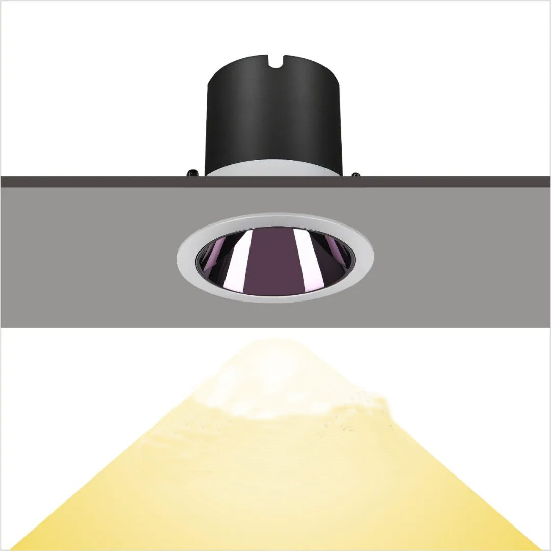 Multi Color Reflector Recessed LED COB Spotlight, Multiple Inner Baffle Color Options White Trim Ceiling Downlight for Commercial Gallery Residential Lighting